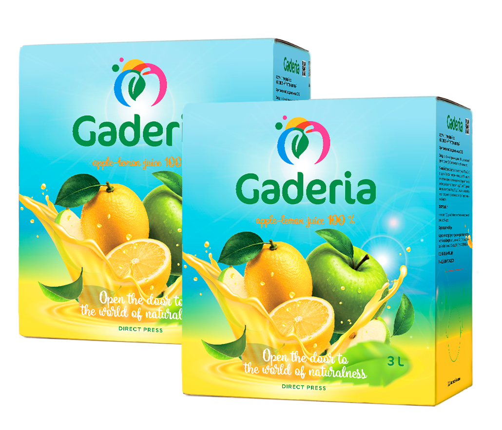 Сік яблучно-лимонний прямого віджиму ТМ Gaderia, формат 3 л х 2 упаковки