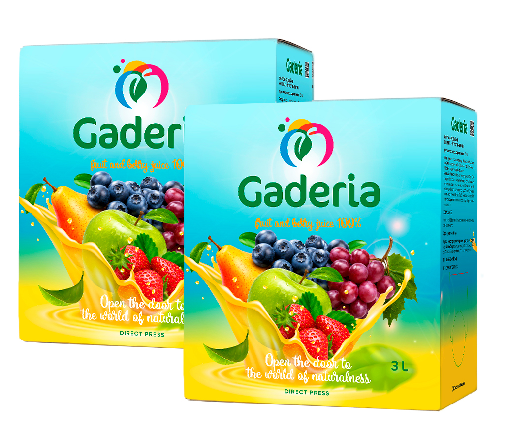 Сік фруктово-ягідний прямого віджиму ТМ Gaderia, формат 3 л х 2 упаковки