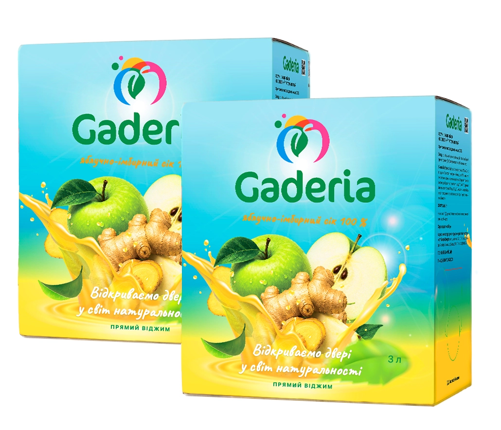 Сік яблучно-імбирний прямого віджиму ТМ Gaderia, формат 3 л х 2 упаковки