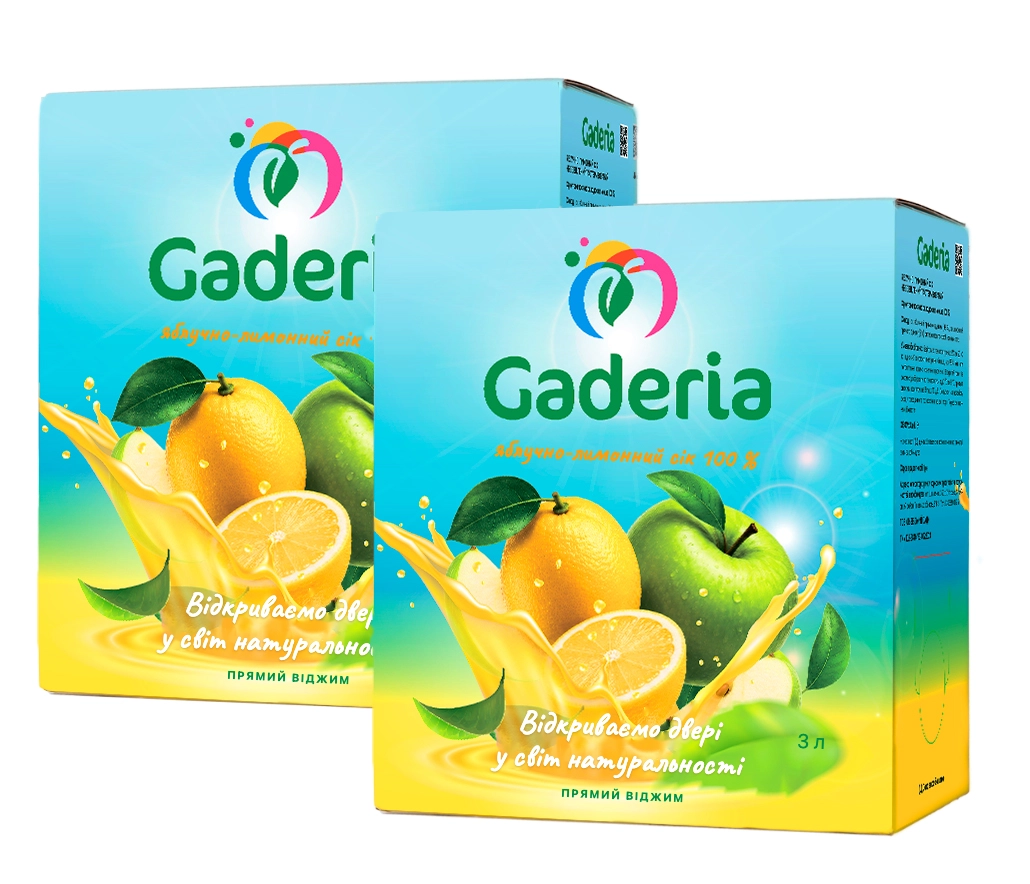Сік яблучно-лимонний прямого віджиму ТМ Gaderia, формат 3 л х 2 упаковки